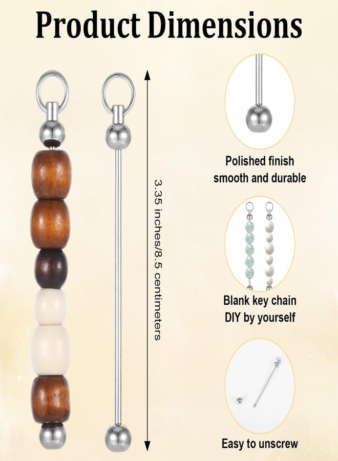 Qiuruoo 50Pcs Beadable Keychain Bar, Blank Beadable Keychain Kit for DIY Delicate Key Chain Charms, School Bag Charms, Handbag Decorations(Silver) - Image 2